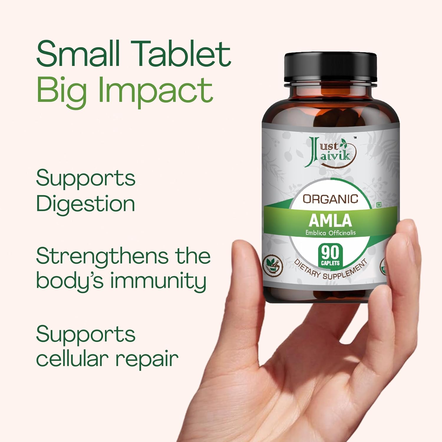 Just Jaivik Organic Amla Tablets - 750 mg - 90 Tablets - görsel 3
