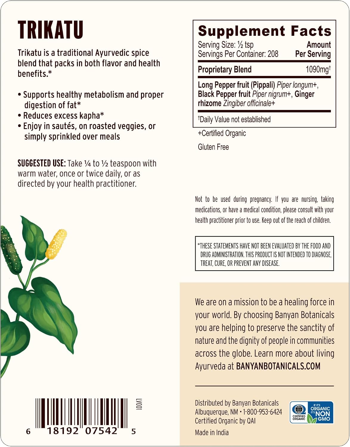 Banyan Botanicals Trikatu Powder, USDA Organic, 227 g - görsel 3