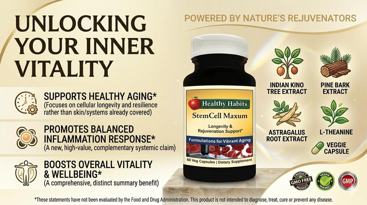 Healthy Habits StemCell Maxum Plant Based Age-Defying Support Supplement - görsel 8