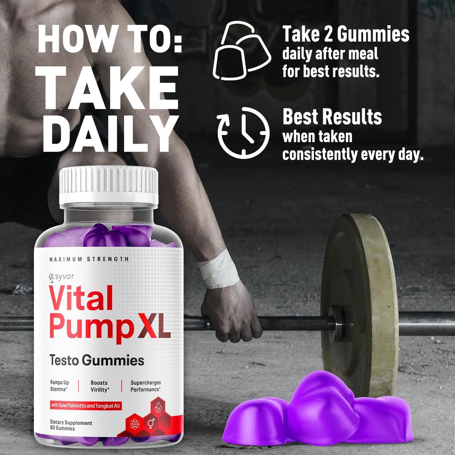 Vital Pump XL Gummies (3-Pack) - All-Natural Advanced Formula with Maximum Strength Vitamins for an Active Lifestyle (180 Gummies) - görsel 5