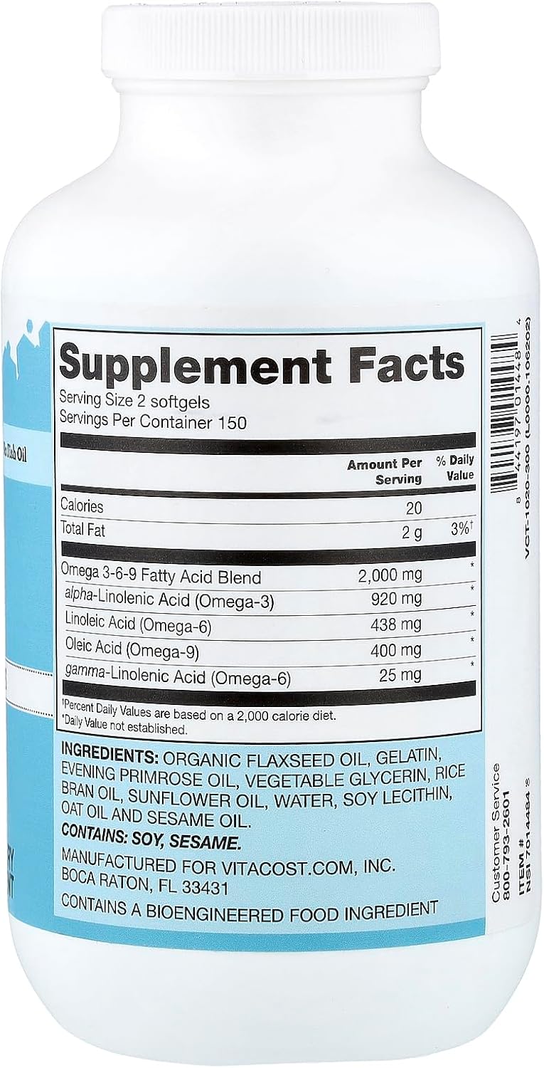 Vitacost Omega 3-6-9 Oil Blend, 300 Softgel Capsules (1,000 mg per Capsule) - görsel 2
