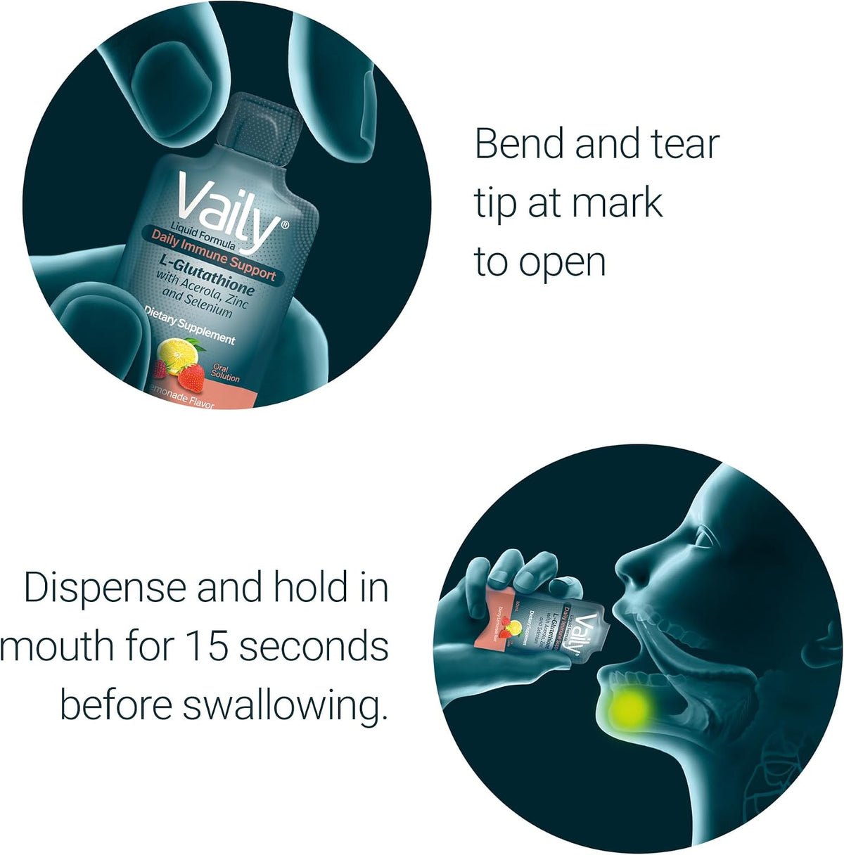 Vaily Immune Support Food Supplement – Liquid Glutathione with Acerola Vitamin C, Zinc & Selenium – 30 Single-Dose Vials - görsel 3