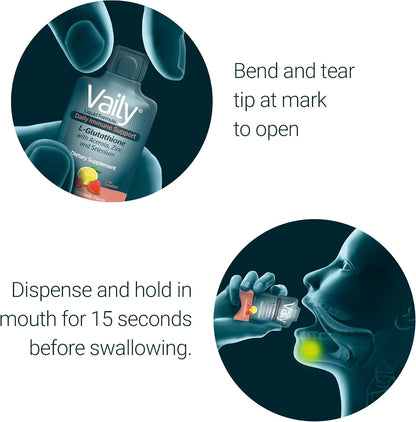 Vaily Immune Support Food Supplement – Liquid Glutathione with Acerola Vitamin C, Zinc & Selenium – 30 Single-Dose Vials