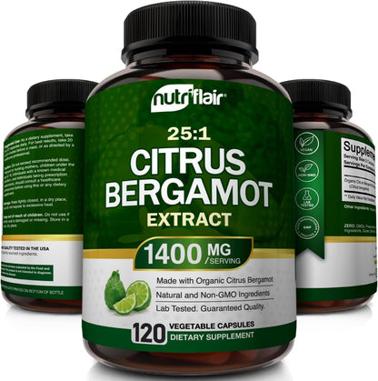 NutriFlair Organic Citrus Bergamot 1400mg - 25:1 Extract - Heart Health Supplement, 120 Vegan Capsules – Image 4