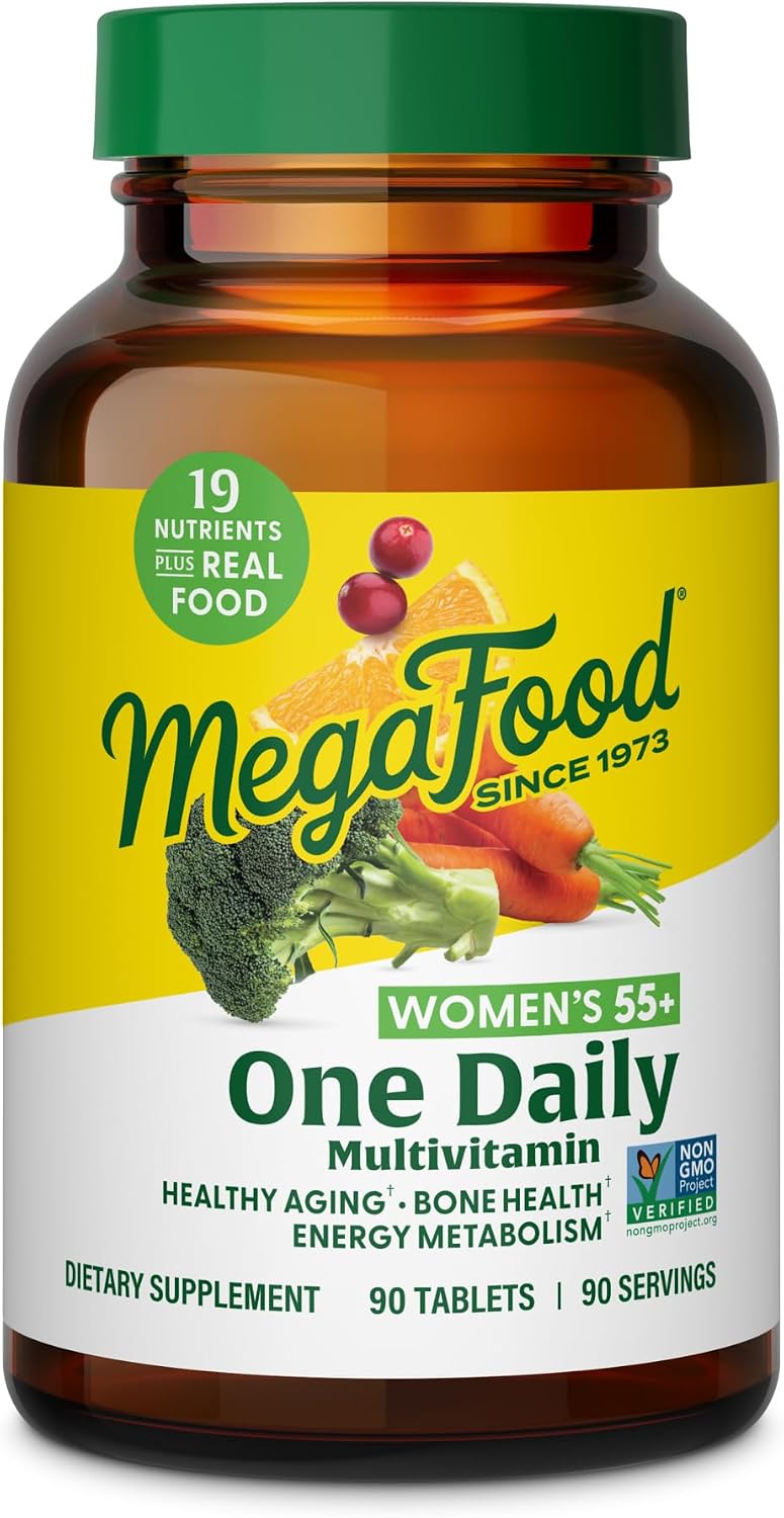 MegaFood Multivitamin for Women 55+ - One Daily with Vitamin D3, C, Zinc & Bio-available B12 & Folate - Healthy Ageing, Brain & Bone Health - Vegetarian - 90 Tablets - görsel 1