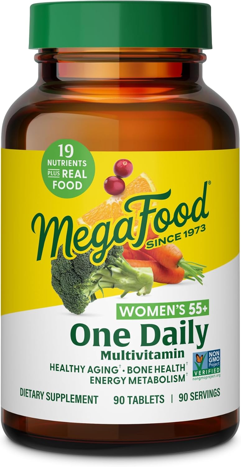 MegaFood Multivitamin for Women 55+ One Daily Womens Multivitamin with Vitamin D3, C, Zinc & Bio-available Vitamin B12 & Folate - Healthy Ageing, Brain & Bone Health, Vegetarian, 90 Tablets - görsel 1