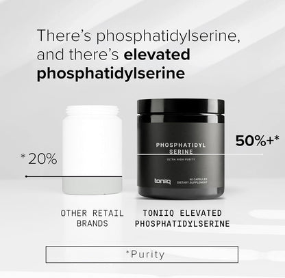 Toniiq Phosphatidylserine - 400mg Formula - 50% Purity - Soya Free - 90 Veggie Capsules