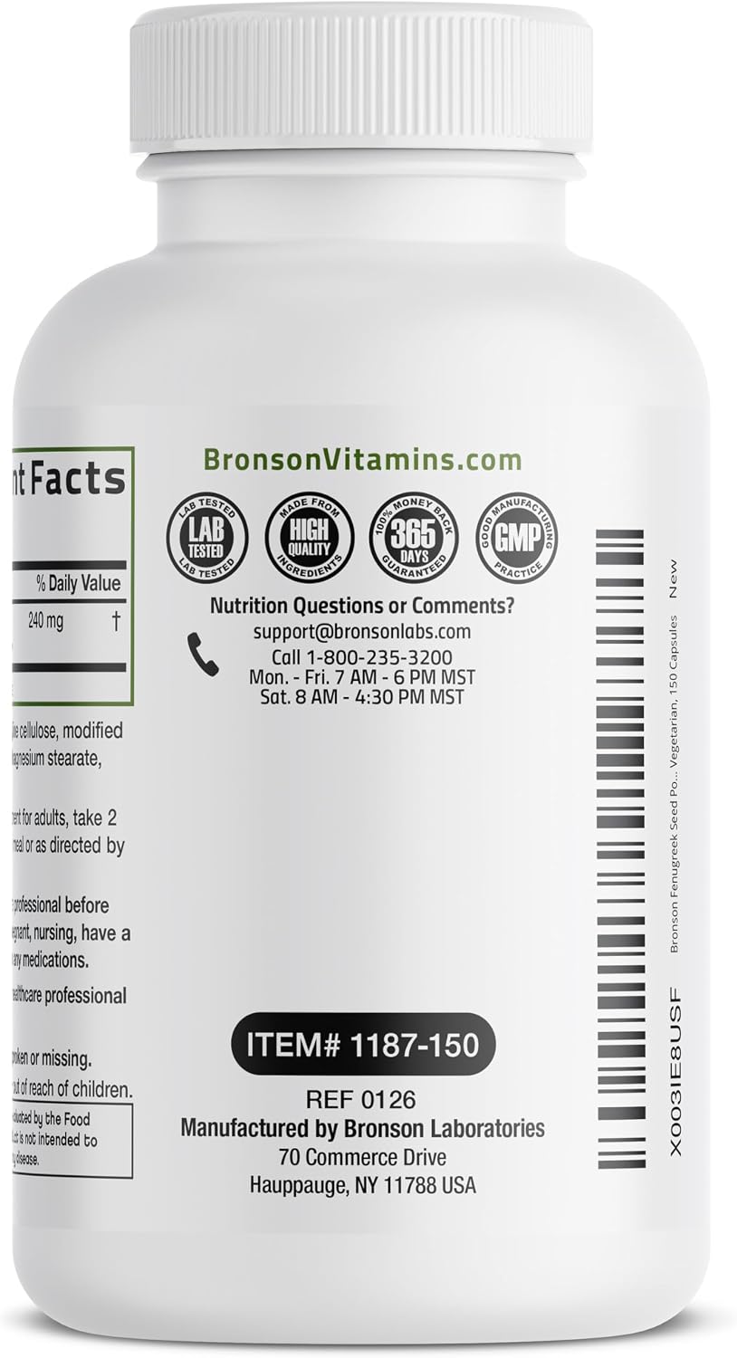 Bronson Extra Strength Fenugreek Seed Powder Capsules, 150 Capsules - görsel 5