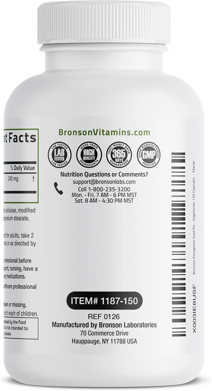 Bronson Extra Strength Fenugreek Seed Powder Capsules, 150 Capsules