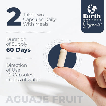Aguaje Fruit Extract Capsules 120 Capsules – Buriti 1000mg Per Serving – Non-GMO – Wild Harvested in Peru – 60 Days Supply
