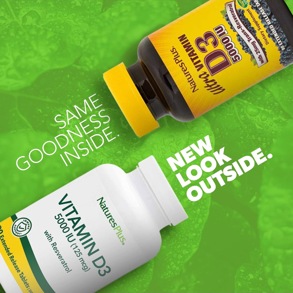 NaturesPlus Vitamin D3, Extended Release - 90 Vegan Tablets - 5000 IU + 25 mg Trans-Resveratrol - Supports Heart, Bone & Immune Health - Gluten-free - 90 Servings - görsel 2