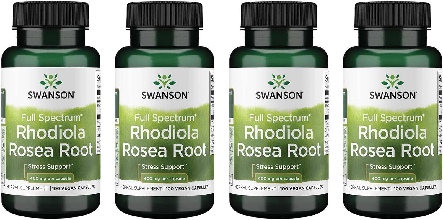 Swanson Rhodiola Rosea Root - Adaptogenic Herb Supplement for Stress and Mood Support - 400mg, 100 Capsules (2 Pack) - görsel 8