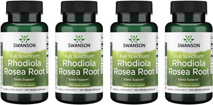 Swanson Rhodiola Rosea Root - Adaptogenic Herb Supplement for Stress and Mood Support - 400mg, 100 Capsules (2 Pack)