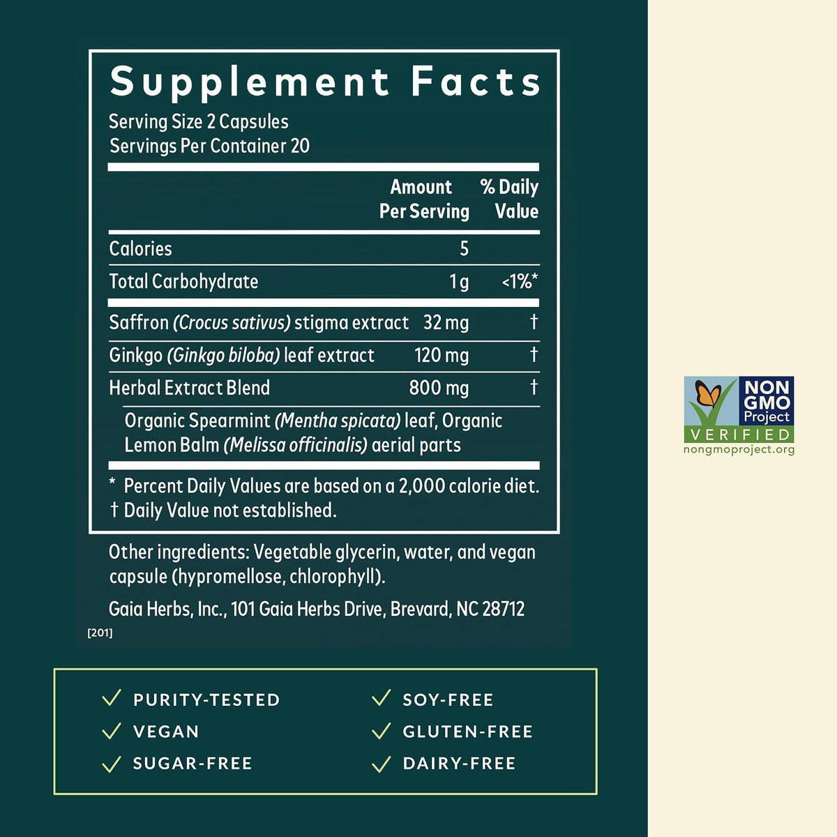 Gaia Herbs Nootropic Focus – Herbal Brain Supplement with Saffron, Lemon Balm and Spearmint – 40 Liquid Phyto-Capsules - görsel 3