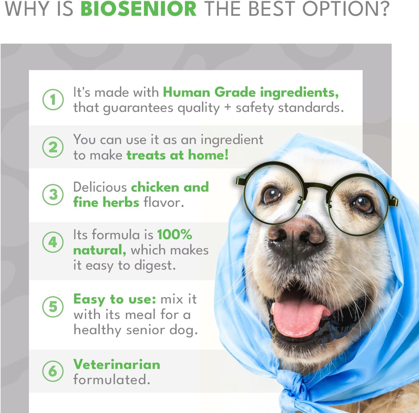 BIOSENIOR by Natural PET by FNL: A Comprehensive Supplement with Essential Vitamins and Minerals for Senior Dogs Over 7 Years Old to Enhance Cognitive Function, Joint Health and Overall Vitality - görsel 4