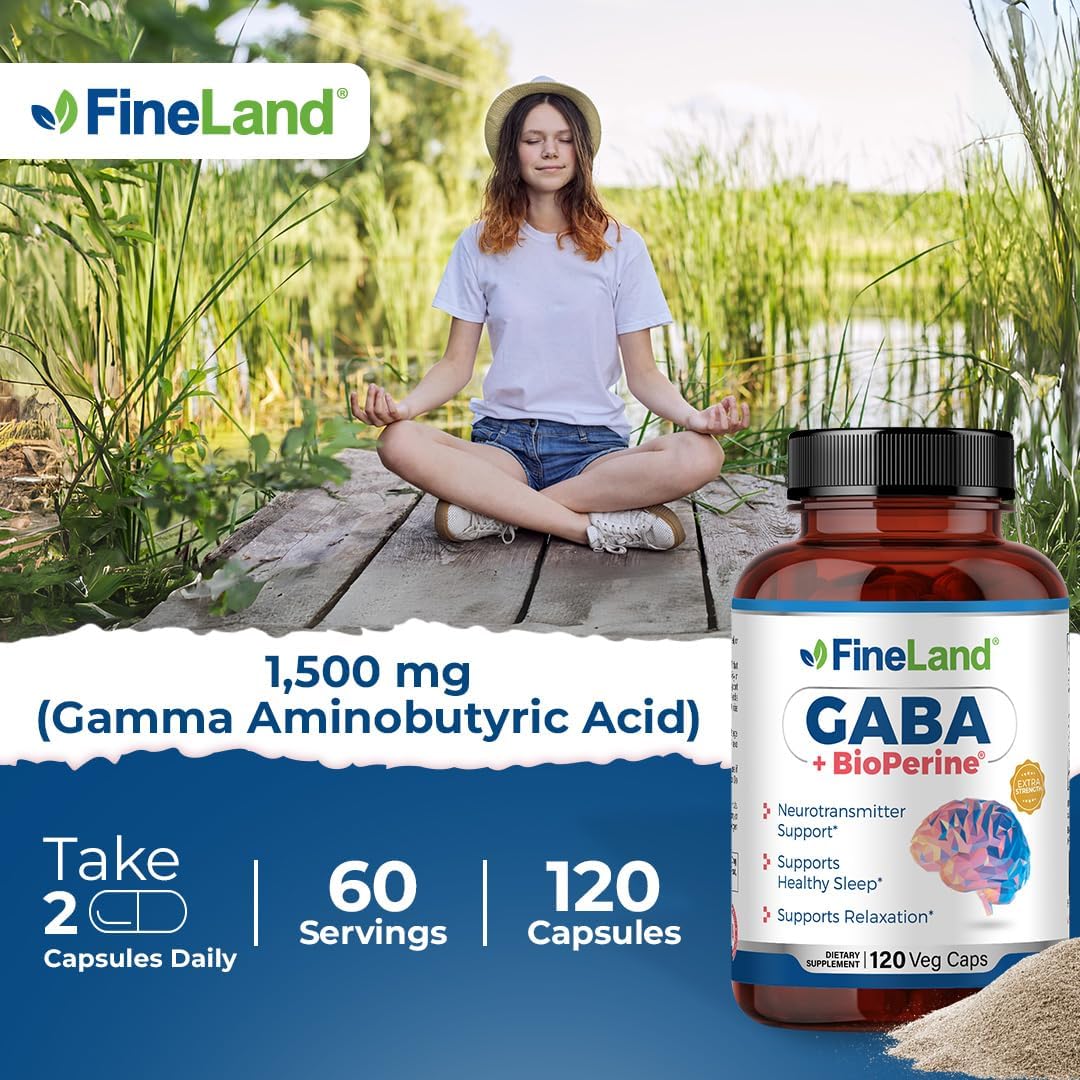FineLand GABA + BioPerine – Gamma-Aminobutyric Acid Supplement for Relaxation & Daily Calm (120 Capsules) - görsel 4