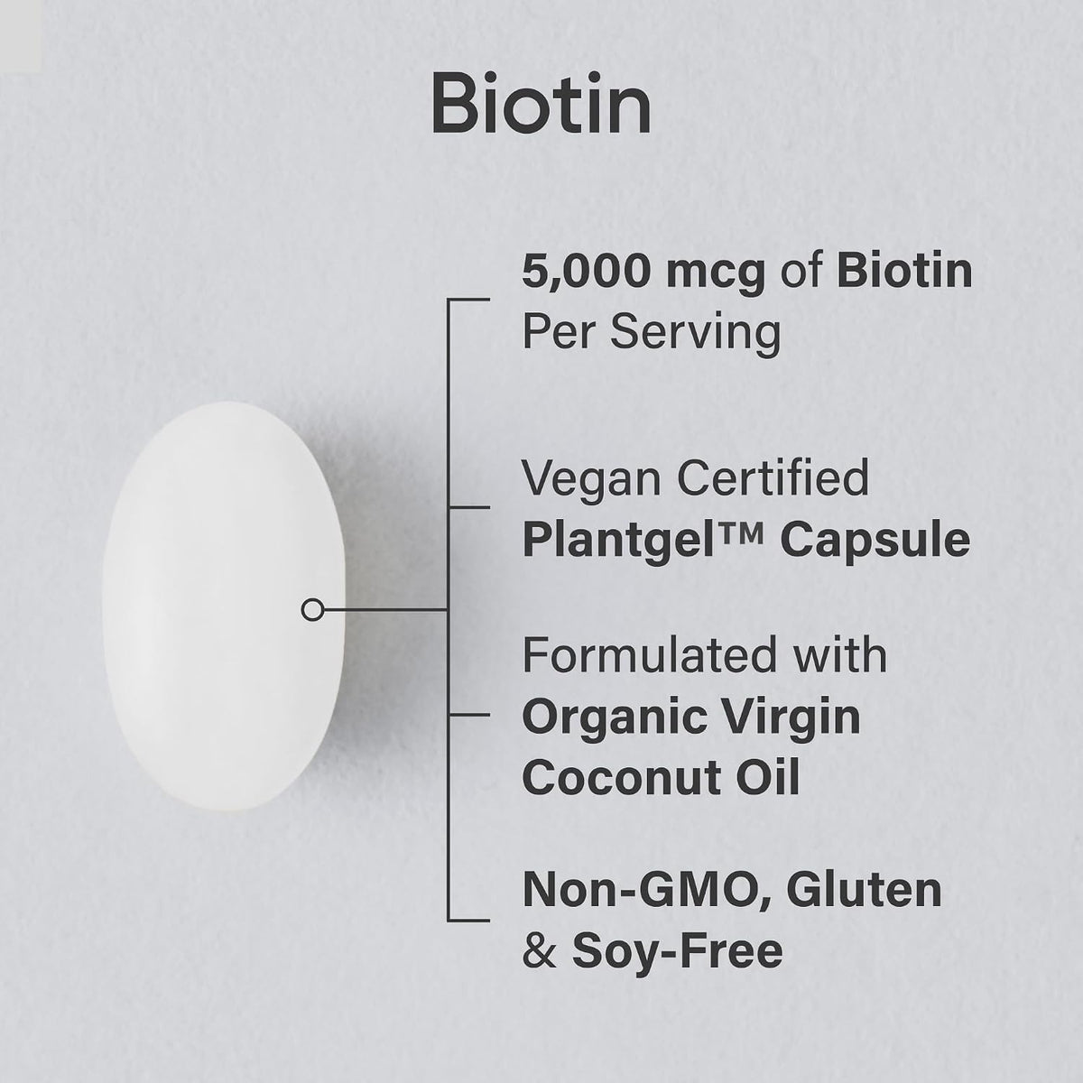 Sports Research® Biotin 5000mcg with Organic Coconut Oil - Vegan, Non-GMO, 120 Softgels - görsel 2