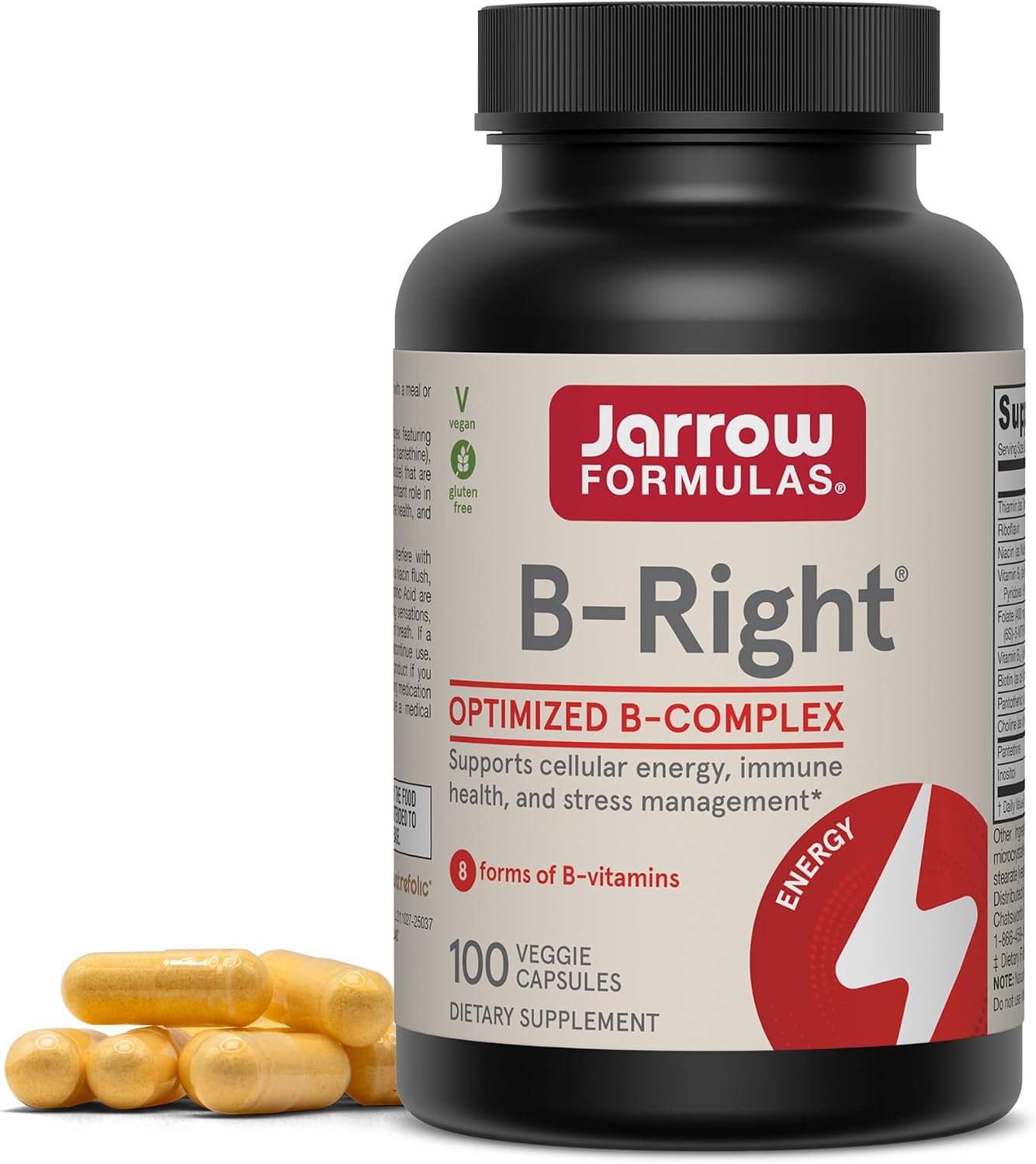 Jarrow Formulae B-Right Optimised B Complex - Methylated B Vitamins for Energy and Stress Management, 100 Vegetable Capsules - görsel 10