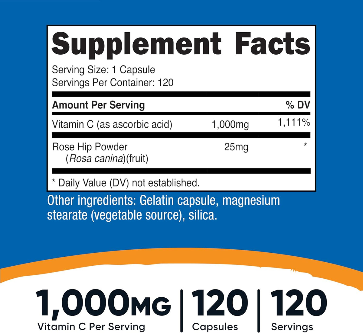 Nutricost Vitamin C with Rose Hips 1025mg, 120 Capsules - görsel 2