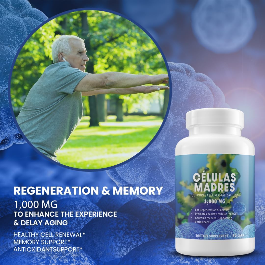 EXPLENDUS 4 Celulas Madres AFA Stem Natural Cell - Blue Green Algae Supplement, 60 Capsules, 1000 mg, Non-GM, Gluten-free - görsel 3