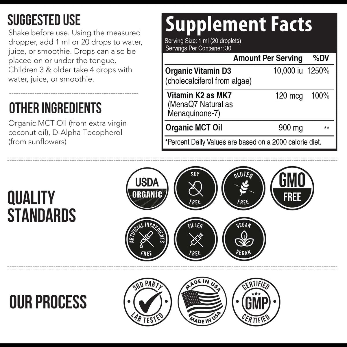 Organic Plant D3 K2 Vitamin - 10,000 IU D3 + 120 µg K2 (MK-7) Sublingual Drops - görsel 7