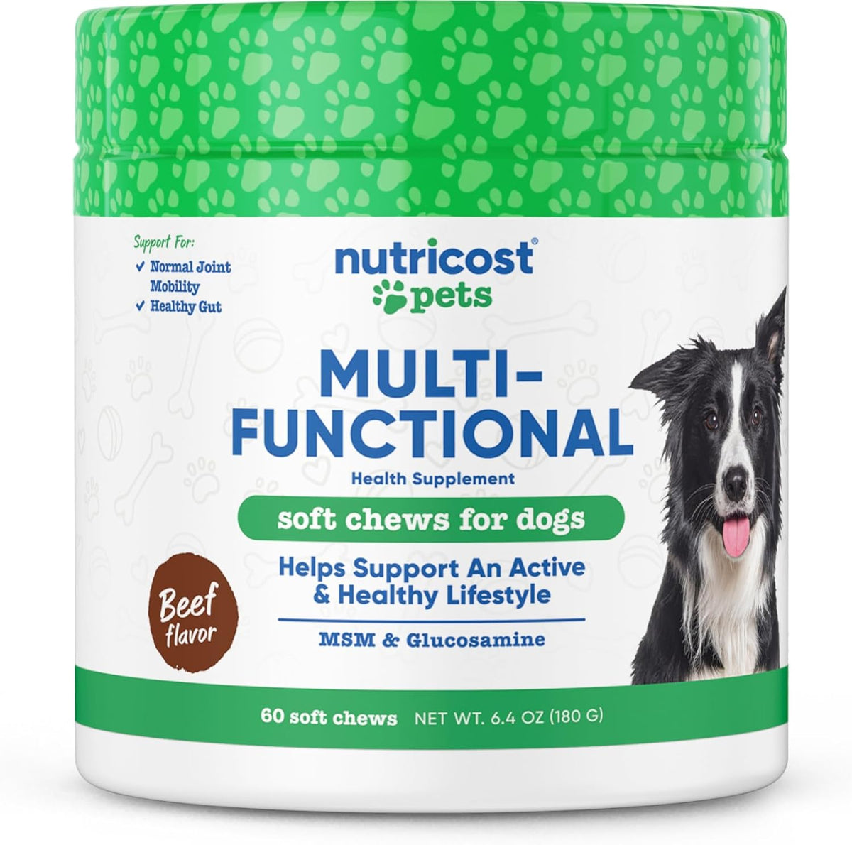Nutricost Pets Multi-Functional Active & Healthy Lifestyle Support Soft Chews for Dogs (Beef Flavour) - 60 Chews - görsel 1