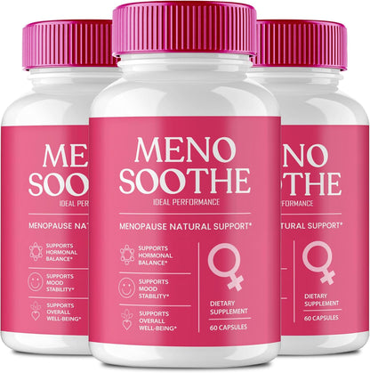 Menosoothe Advanced Blood Formula Capsules, Official Meno Soothe Supplement Pills, Premium Formula to Support Healthy Balance and Overall Wellbeing Naturally, Menosoothe Health Reviews (3 Pack)