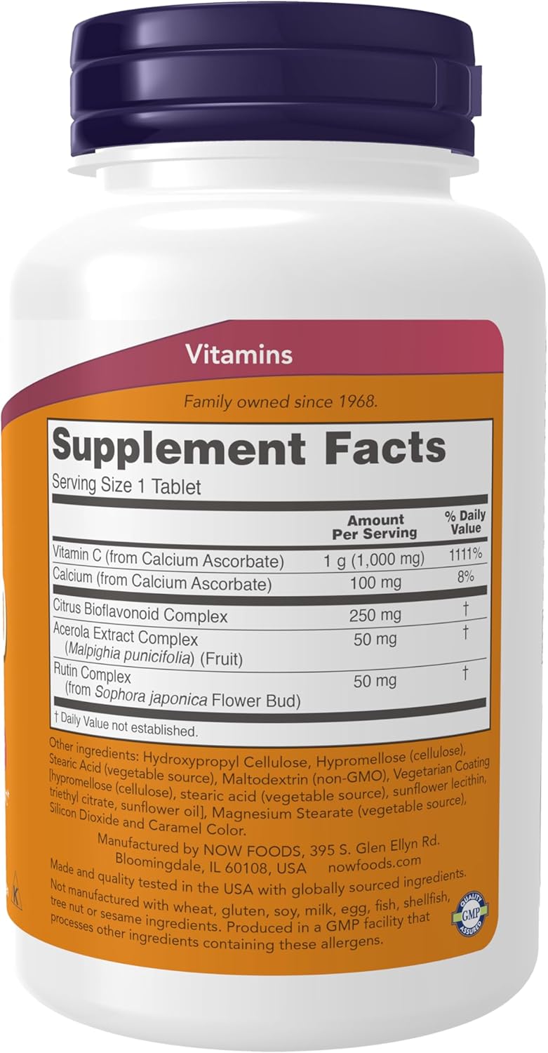 NOW Supplements, Vitamin C-1000 Complex with 250 mg of Bioflavonoids, Buffered, Antioxidant Protection, 90 Tablets - görsel 2