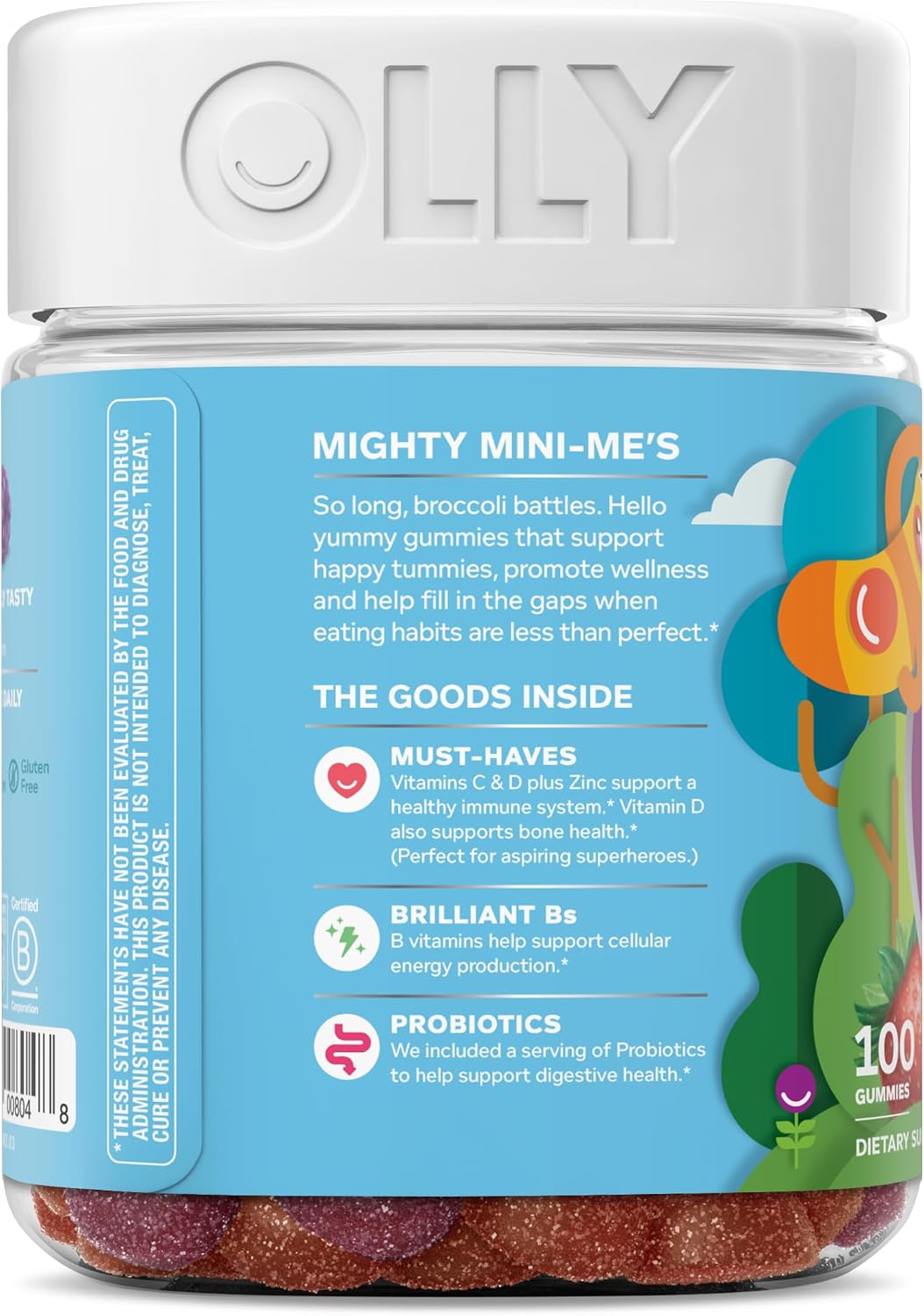 OLLY Kids Multivitamin & Probiotic Gummy, Berry Flavour, 100 Gummies (50 Day Supply) - görsel 9