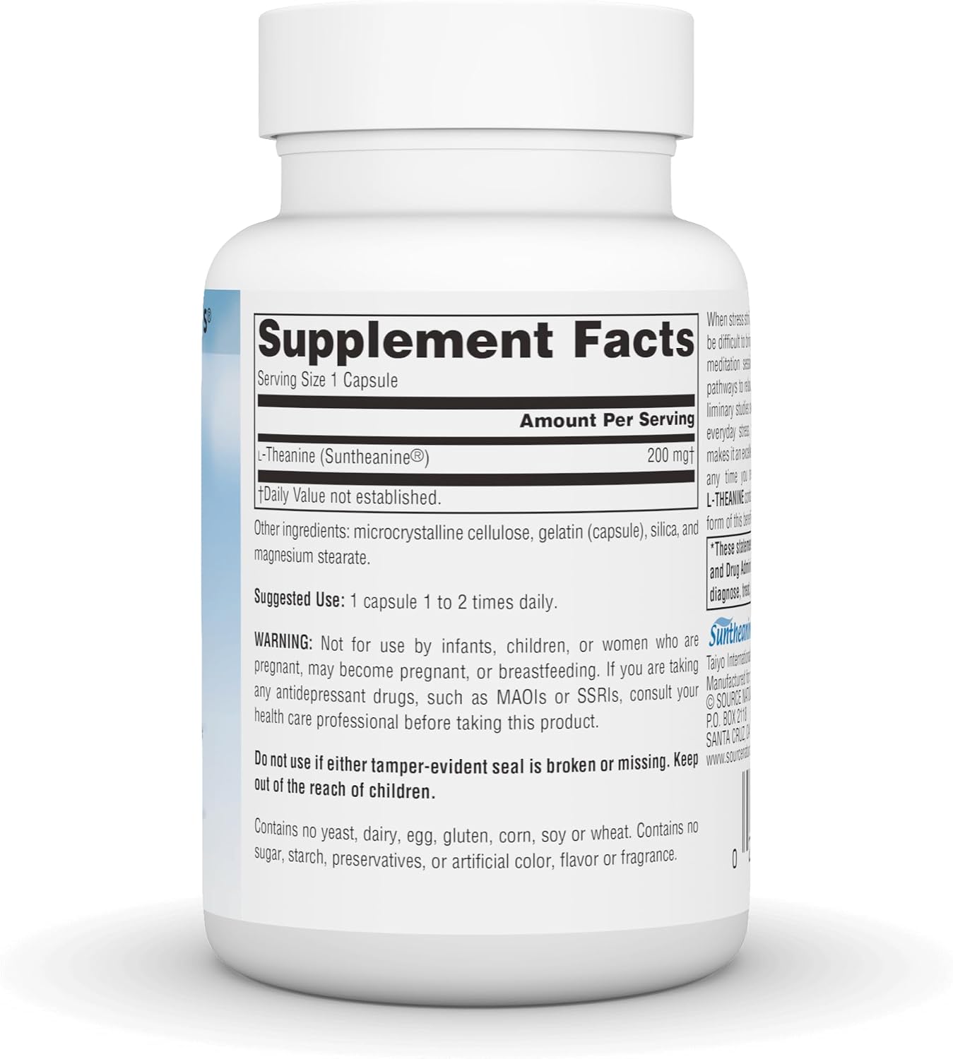 Source Naturals Serene Science L-Theanine, Made with Suntheanine, for Calm Focus and Normal Sleep, 200 mg - 60 Capsules - görsel 2