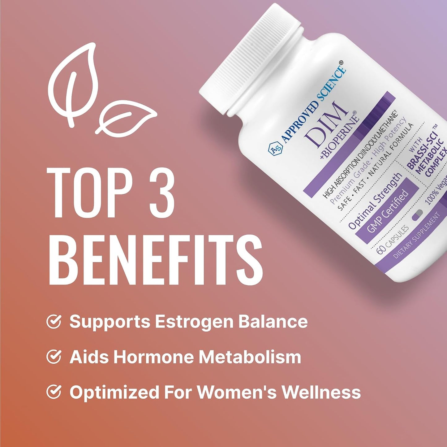 Approved Science DIM - Oestrogen Metabolism Support - DIM, Broccoli Sprout, Mustard Seed, Calcium, BioPerine - Vegan - 360 Capsules - görsel 3