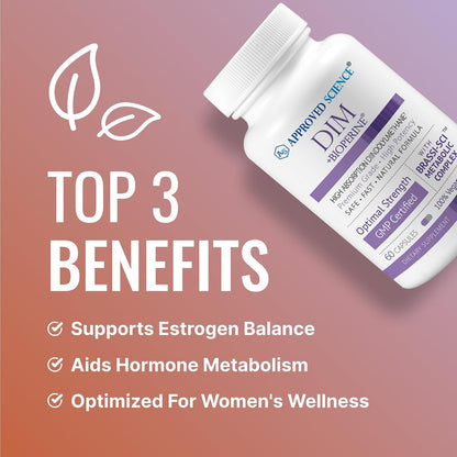 Approved Science DIM - Oestrogen Metabolism Support - DIM, Broccoli Sprout, Mustard Seed, Calcium, BioPerine - Vegan - 360 Capsules