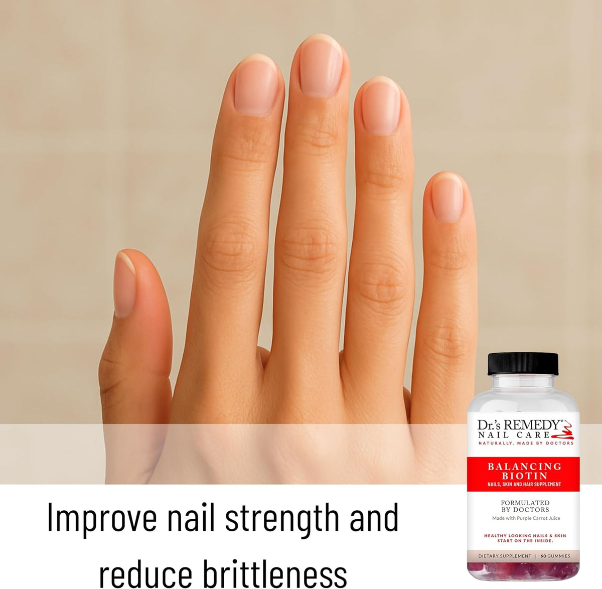Dr.'s Remedy Biotin Gummies - 5,000 mcg for Hair, Skin and Nails - Vegan & Gluten-free - görsel 3