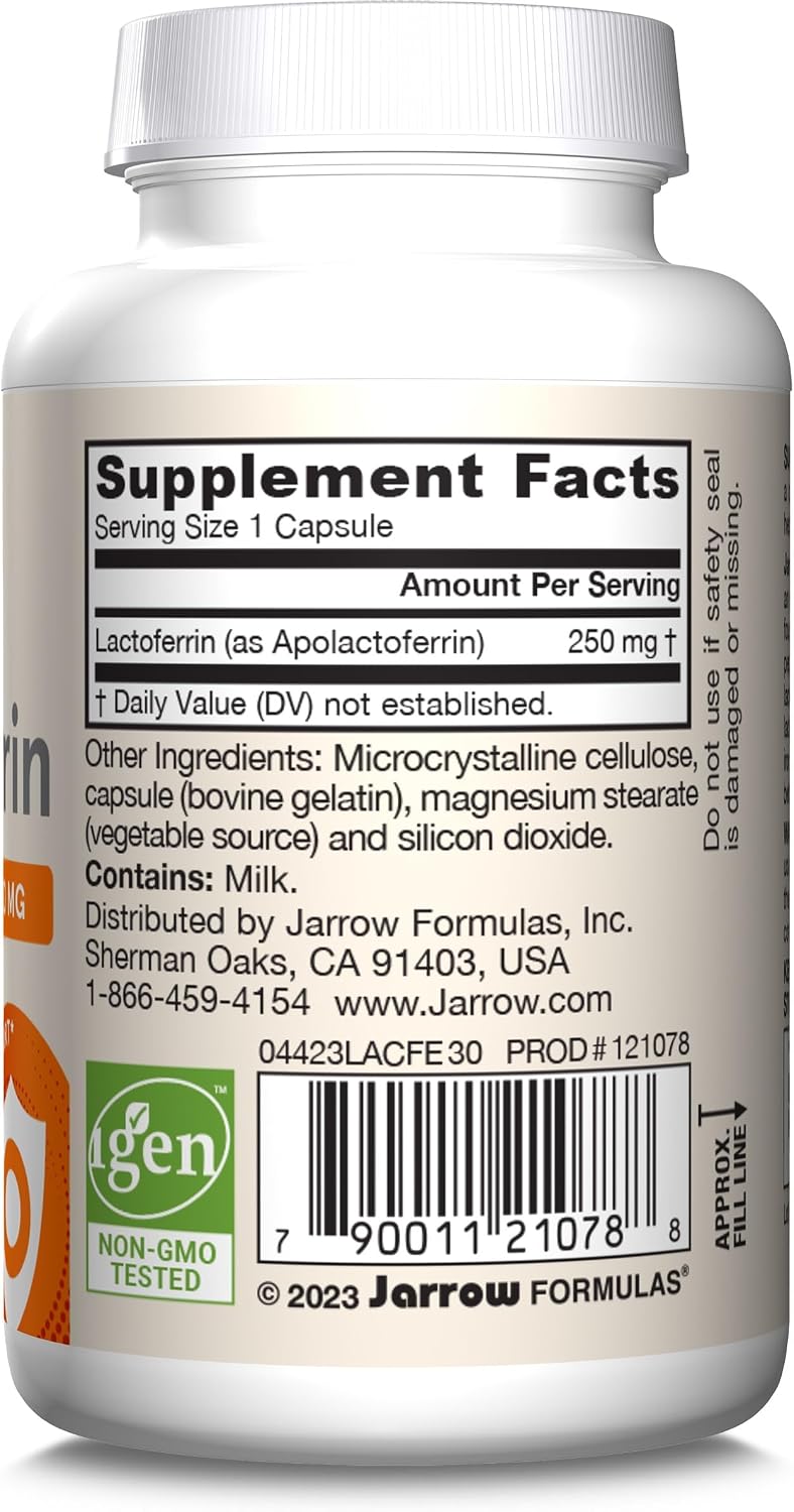 Jarrow Formulae Lactoferrin 250 mg – Immune-Supporting Glycoprotein, 30 Capsules - görsel 10