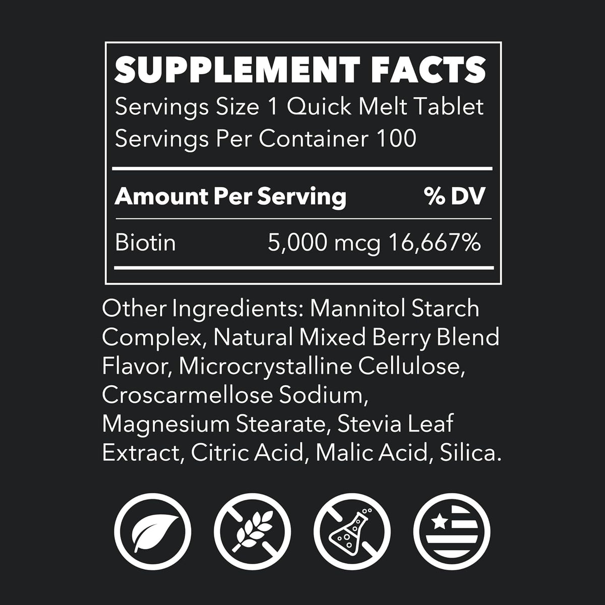 LifeSeasons Essentials Biotin 5,000 mcg Quick Melts – Hair, Skin & Nails Support – Mixed Berry – 100 Count - görsel 2