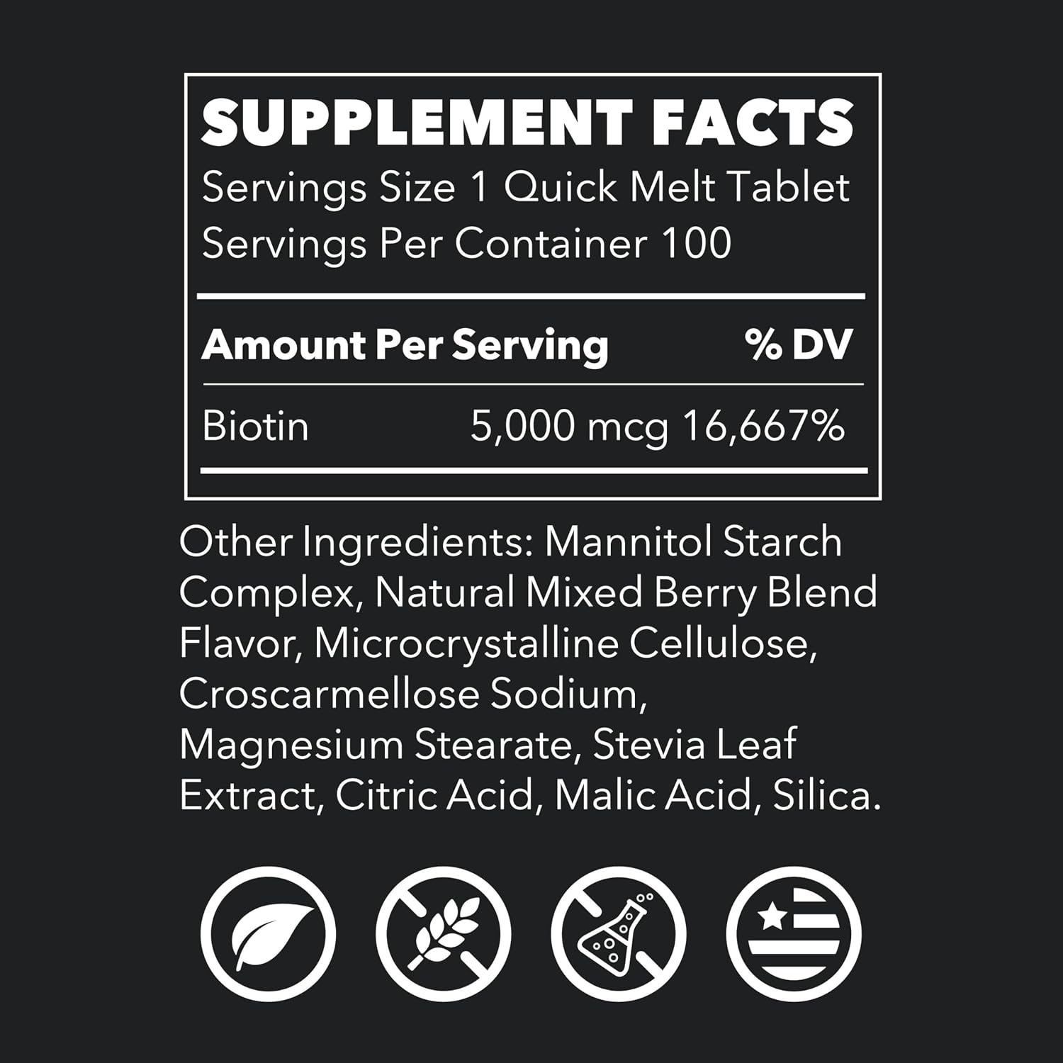 LifeSeasons Essentials Biotin 5,000 mcg Quick Melts – Hair, Skin & Nails Support – Mixed Berry – 100 Count - görsel 2