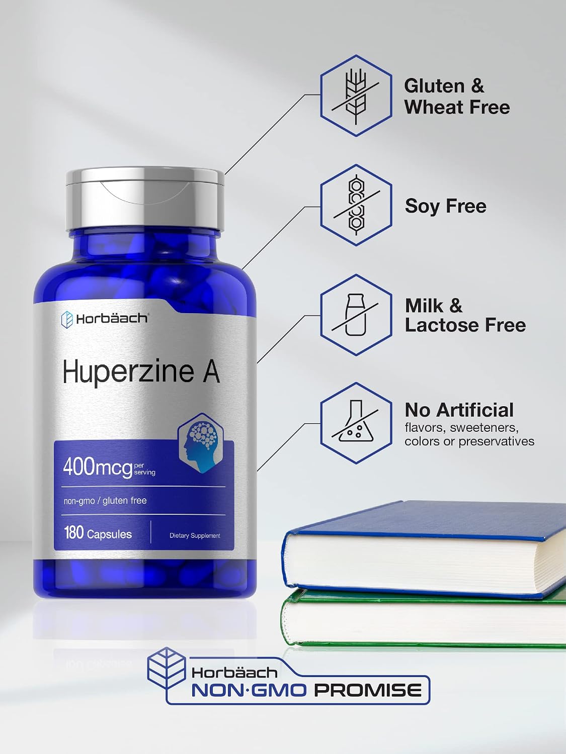 Horbäach Huperzine A 400mcg | 180 Capsules | Non-GMO, Gluten-free Food Supplement - görsel 4