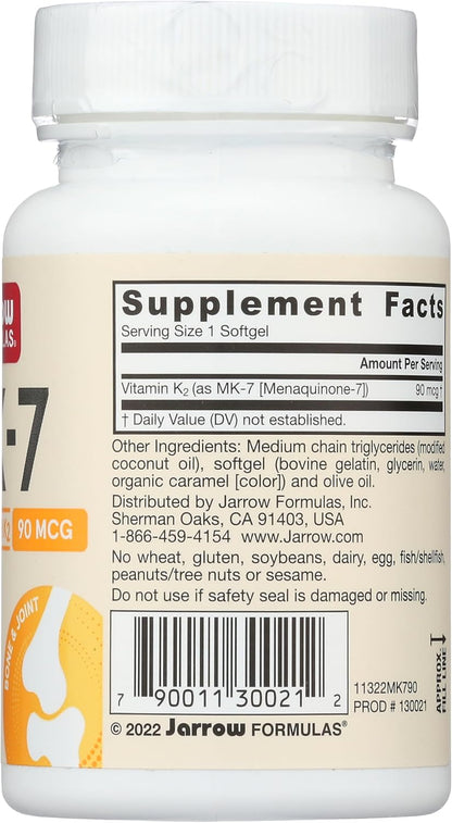 Jarrow Formulae MK-7, 90 mcg, 90 Softgels