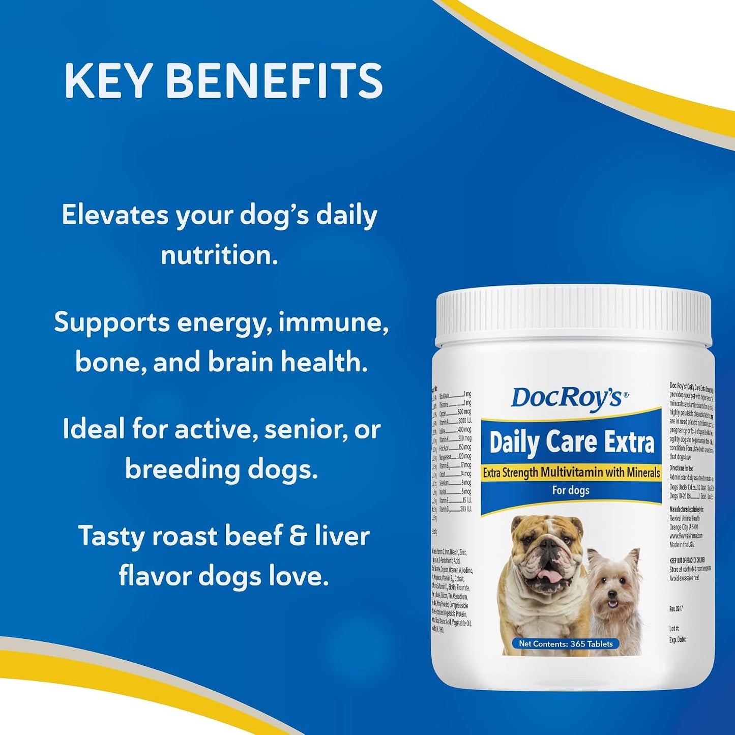 Doc Roy's Daily Care Extra Canine - Advanced Multivitamin Supplement for Dogs (365 Tablets) - görsel 2