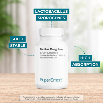 Supersmart Bacillus Coagulans Probiotic | 4 Billion CFU | Delayed Release | 60 Capsules