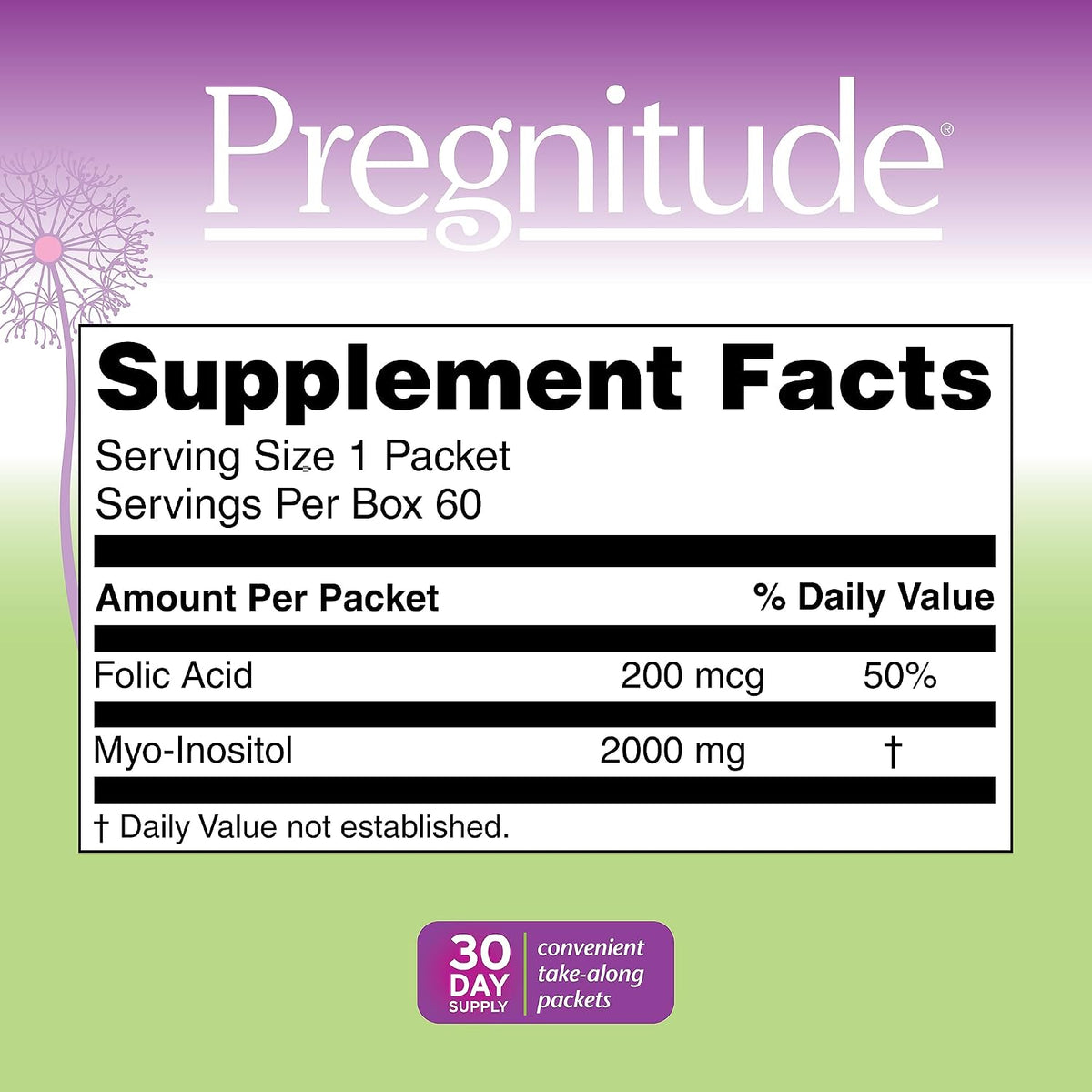 Pregnitude Reproductive Support Food Supplement with Folic Acid and Myo-Inositol, Unflavoured Powder Packets, 30 Day Supply, 60 Packets - görsel 3