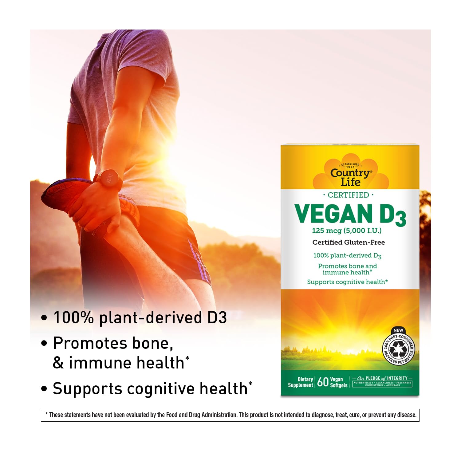 Country Life Vegan D3 5000 IU – Plant-Derived Vitamin D3 from Lichen – 60 Softgels - görsel 6