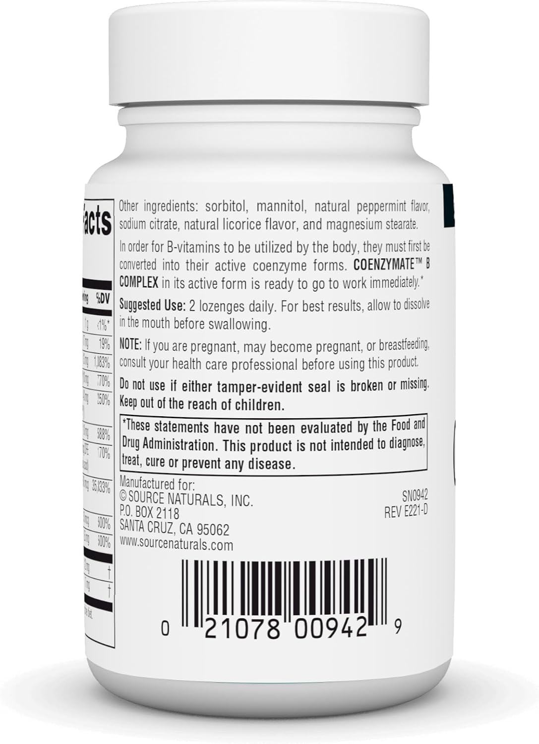 Source Naturals Coenzymate B Complex - Peppermint Lozenges, 30 Count - görsel 3