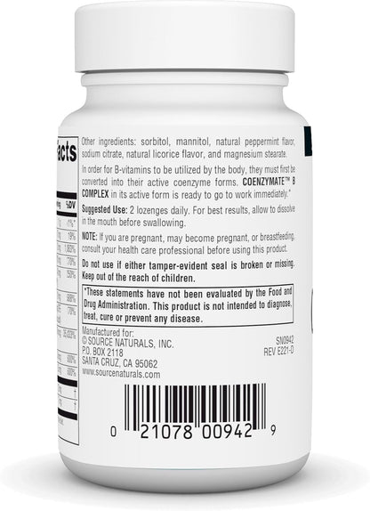Source Naturals Coenzymate B Complex - Peppermint Lozenges, 30 Count