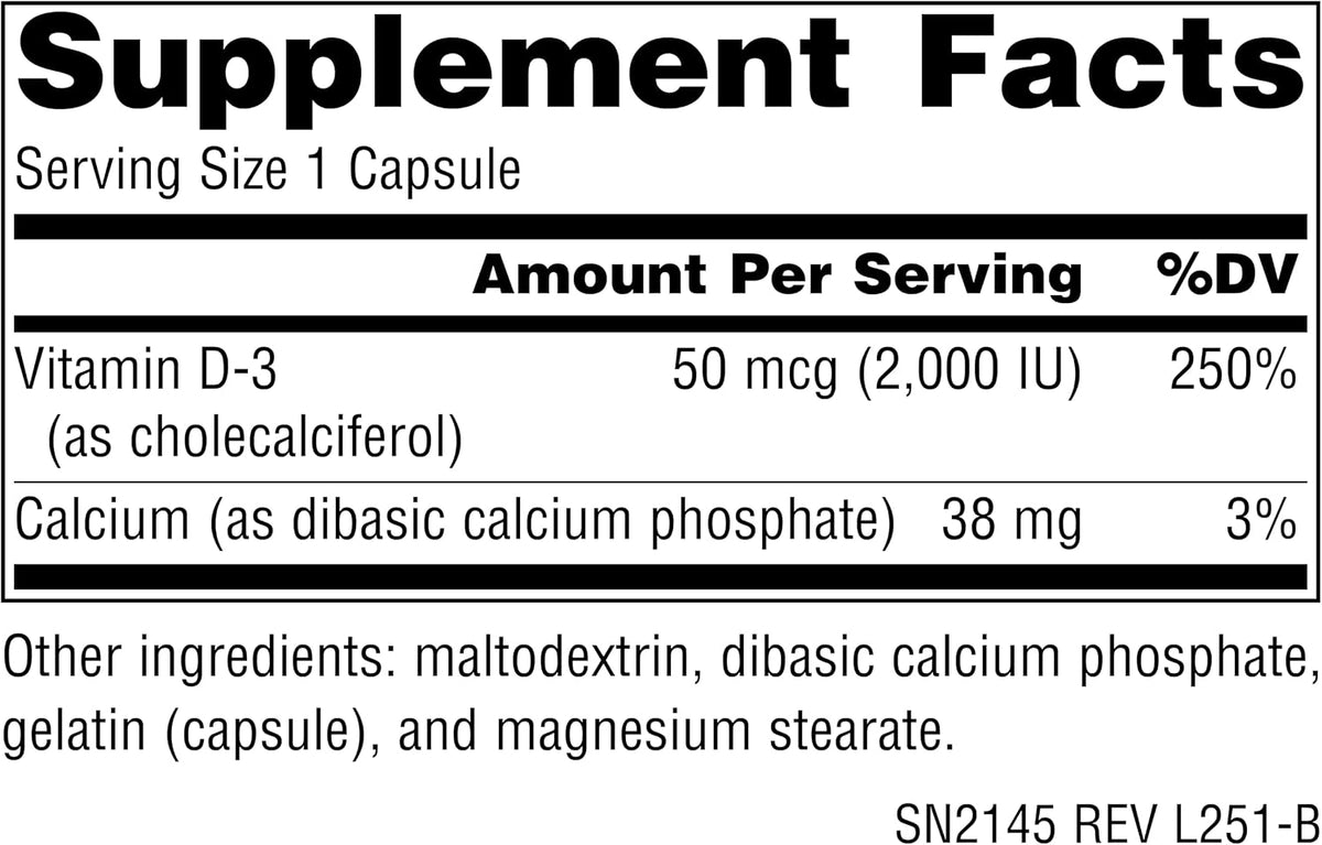 Source Naturals Vitamin D3 2000 IU - 200 Capsules - görsel 2