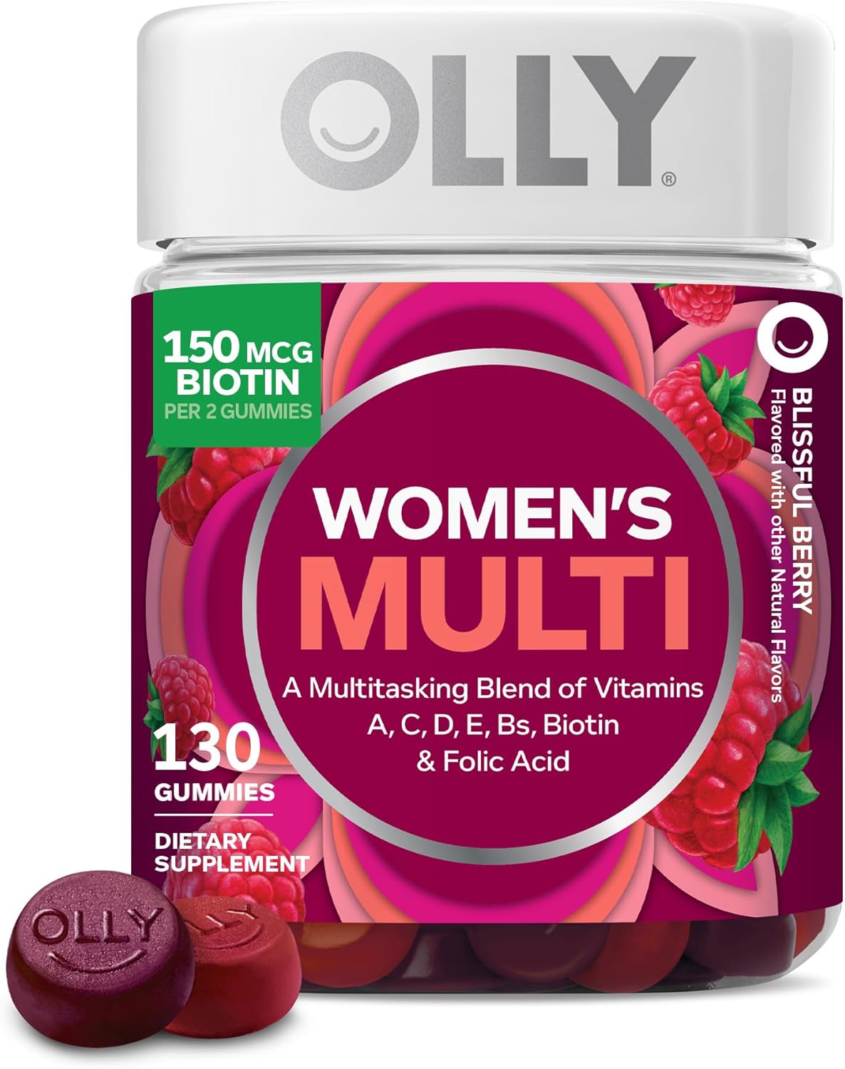 OLLY Women's Multivitamin Gummy - Berry Flavour, 130 Gummies - görsel 1