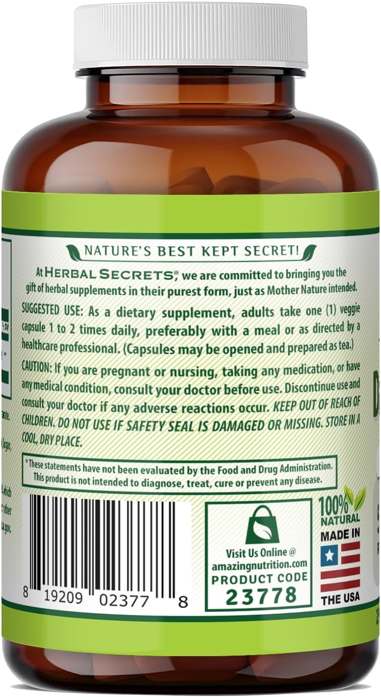 Herbal Secrets Dandelion Root 520 mg Veg Capsules Supplement | Non-GMO | Gluten-free | Made in the USA (250 Count) - görsel 3