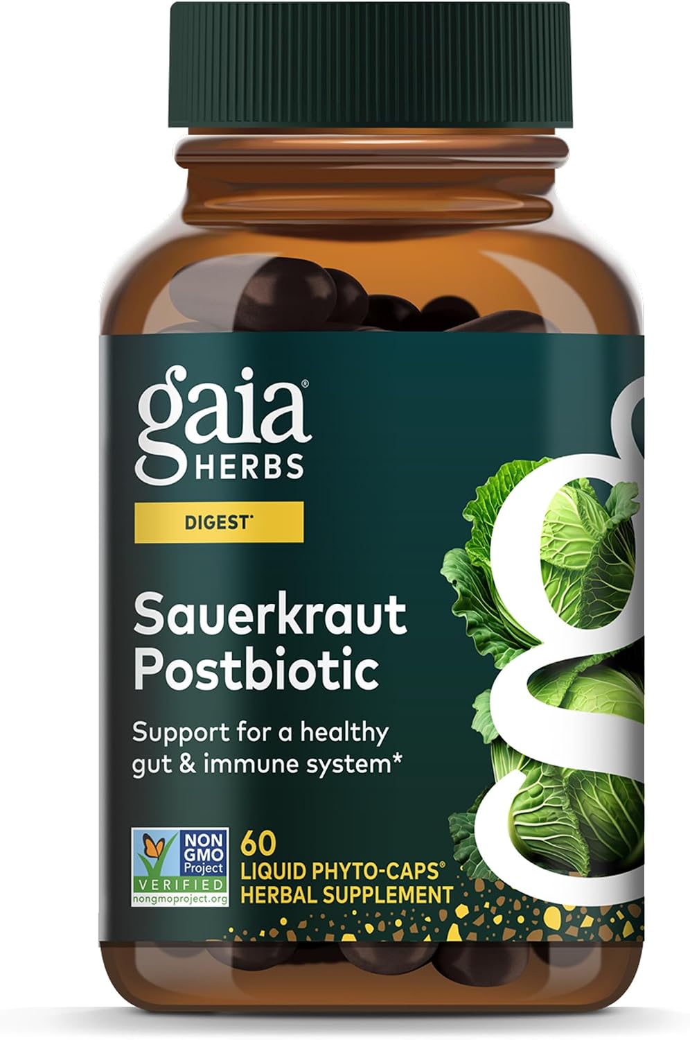 Gaia Herbs Sauerkraut Postbiotic | Gut Health & Immune Support | 60 Vegan Capsules - görsel 1