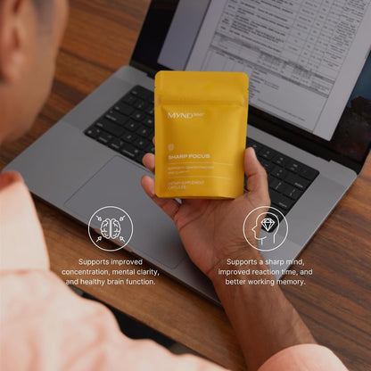 Nu Skin MYND360 Sharp Focus | 60 Capsules | Vitamin B12 & Vitamin B6 for Memory, Focus and Clarity | Caffeine-Infused Brain Health Supplement
