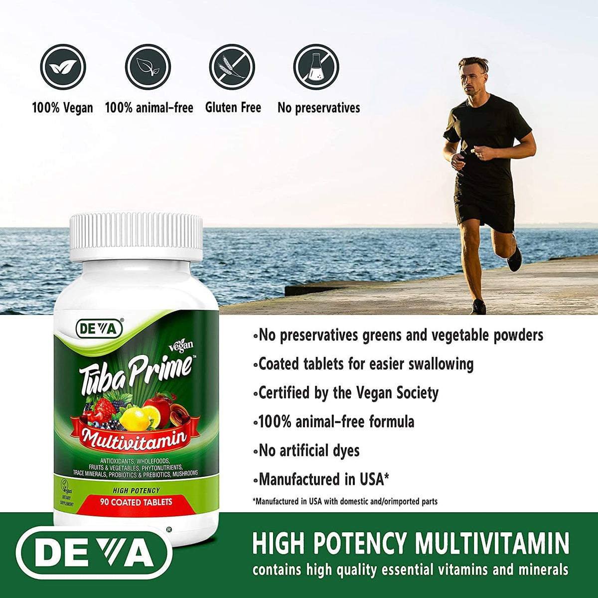 DEVA Tuba Prime Vegan Multivitamin Iron-Free - 90 Tablets (2-Pack) - görsel 3